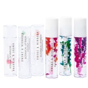 Smoke & Mirrors Flower Lip Balm & Botanical Lip Oil Set - 6 pieces NIB